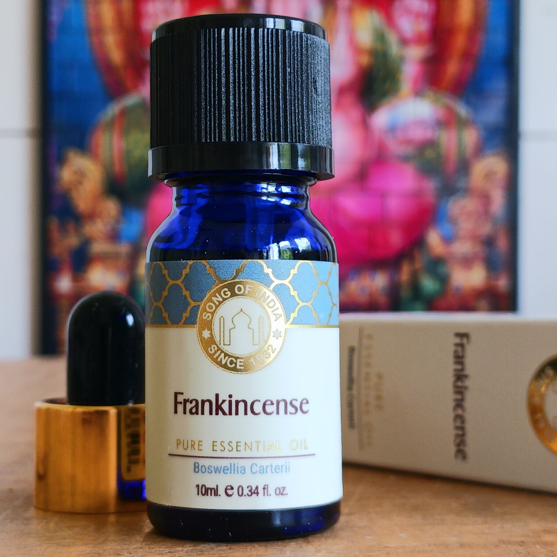 Discover the calming and restorative power of Song of India Pure Frankincense Essential Oil. Expertly crafted from ethically sourced botanical ingredients, this premium essential oil delivers a sweet, fruity, warm, and woody aroma that promotes relaxation, peace, and overall wellbeing.