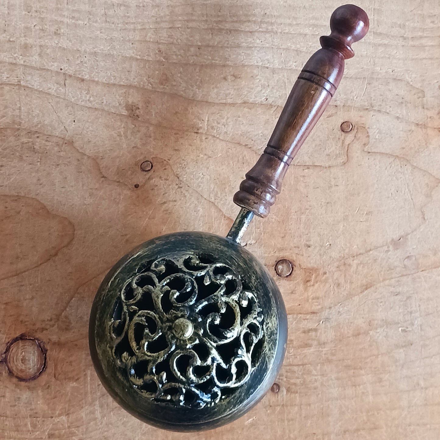 Ornate Iron Incense Burner with Handle | Charcoal Burner