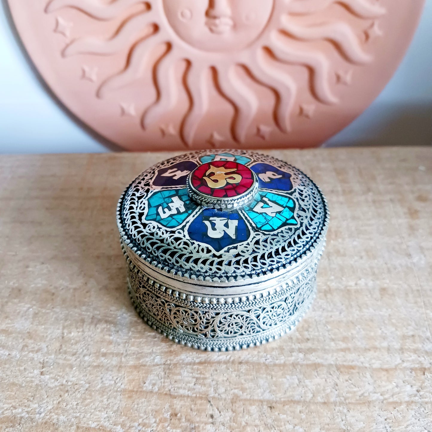 This Tibetan Jewellery Box is a work of art and a great way to keep little special pieces in your jewellery collection. It's a collectible in itself! Perfect for holding rings, earrings, and other small jewellery items and great as a gift idea for family and friends.