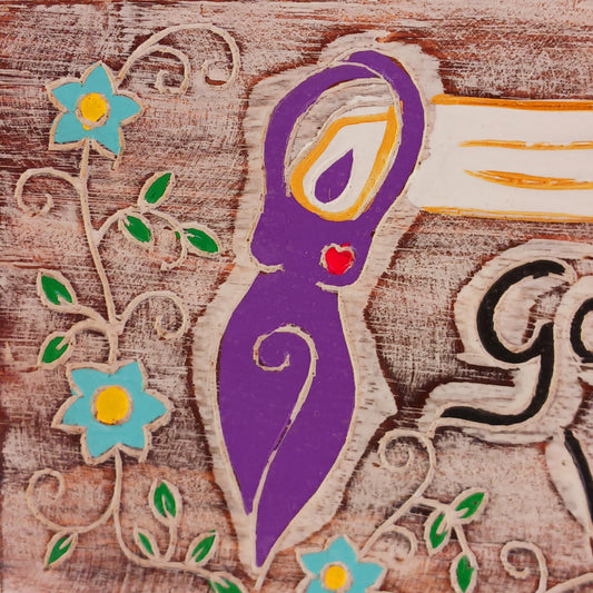 Celebrate your inner strength and feminine energy with this handmade rustic plaque, etched with the empowering message: "Goddess Within" and a beautifully detailed goddess figure. Crafted with care and finished with a sturdy, thick twine cord, this charming piece is perfect for hanging on walls, doors, sheds, or even trees. Whether indoors or out, it's a magical touch for any sacred space or nature-inspired decor.