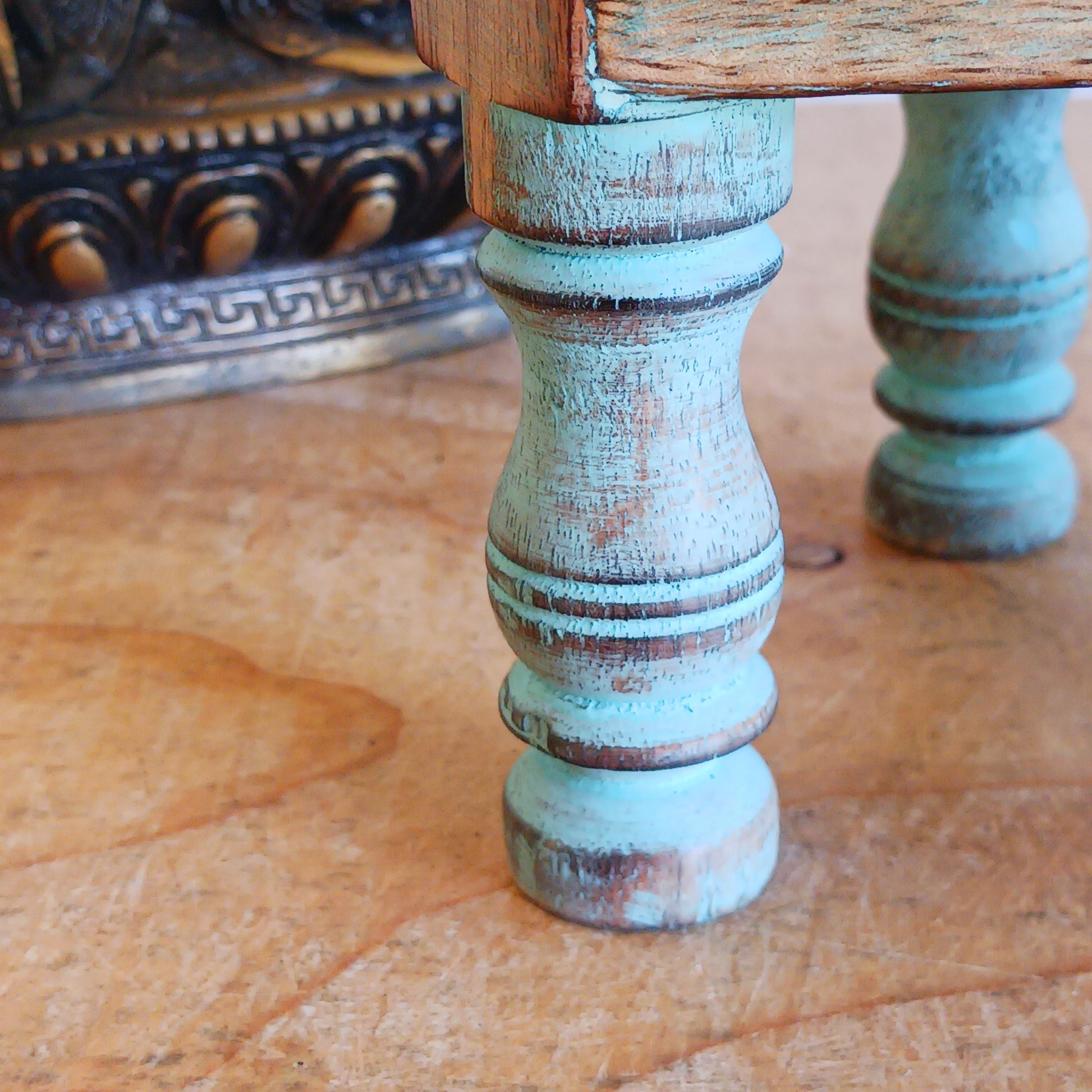 Bring the beauty of sacred geometry into your space with these compact Flower of Life tables. Handcrafted from solid mango wood, each table features a finely engraved Flower of Life symbol on top – an ancient pattern representing the interconnectedness of all life. 