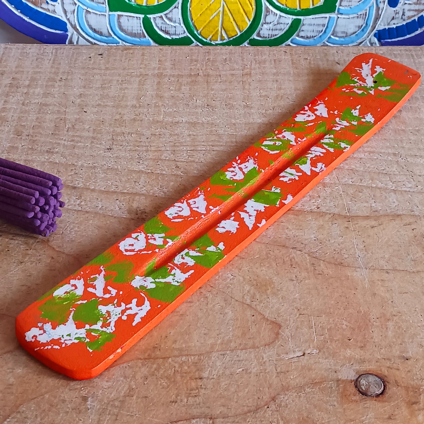 Assorted Hand-Painted Mango Wood Incense Ash Catchers