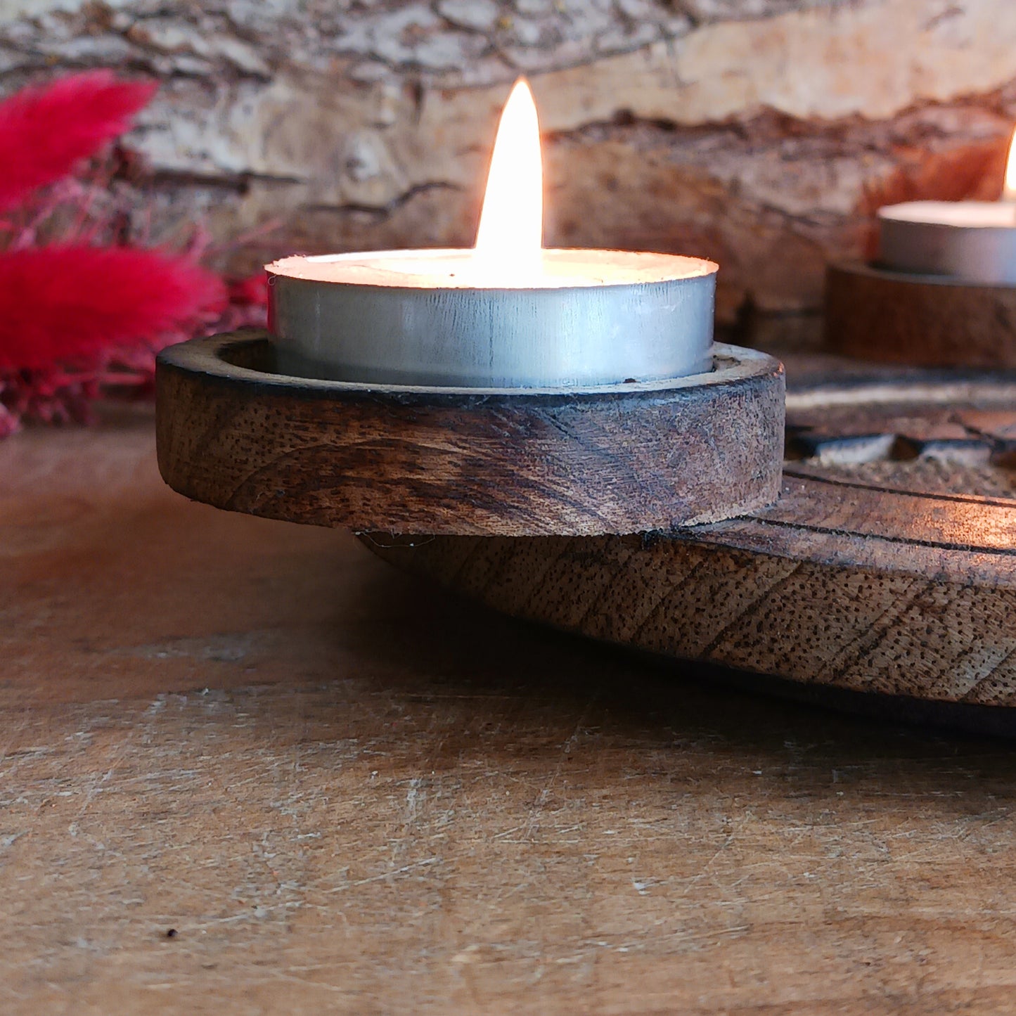 Add warmth, charm, and timeless style to your space with this beautifully hand carved wooden elephant tealight holder. Crafted from natural wood, each piece features unique grain patterns and rich brown tones, making every holder truly one of a kind.