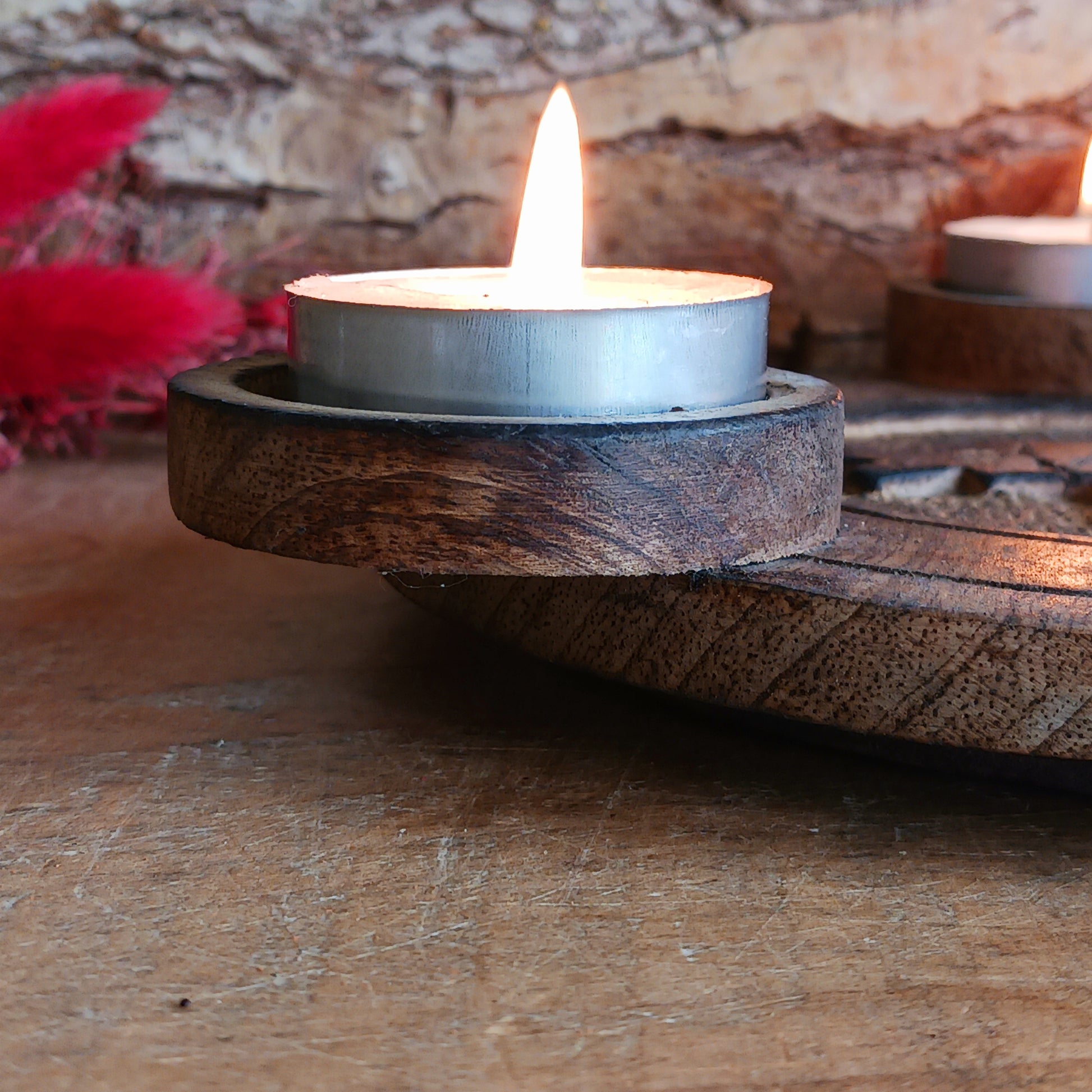 Add warmth, charm, and timeless style to your space with this beautifully hand carved wooden elephant tealight holder. Crafted from natural wood, each piece features unique grain patterns and rich brown tones, making every holder truly one of a kind.