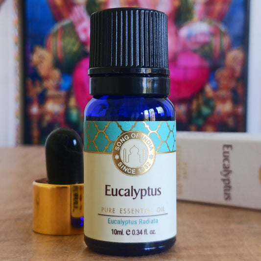 Experience the refreshing power of nature with Song of India Pure Eucalyptus Essential Oil, expertly crafted to support clear breathing and revitalisation. This premium-quality essential oil comes with a convenient glass pipette for precise, mess-free application.