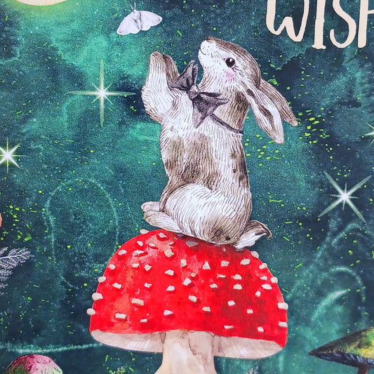 Magical wishes greetings card for birthday. Inside the message reads: May the magic of today last the whole year through!  The card comes with an illustrated envelope. Each card also has faint artwork inside.