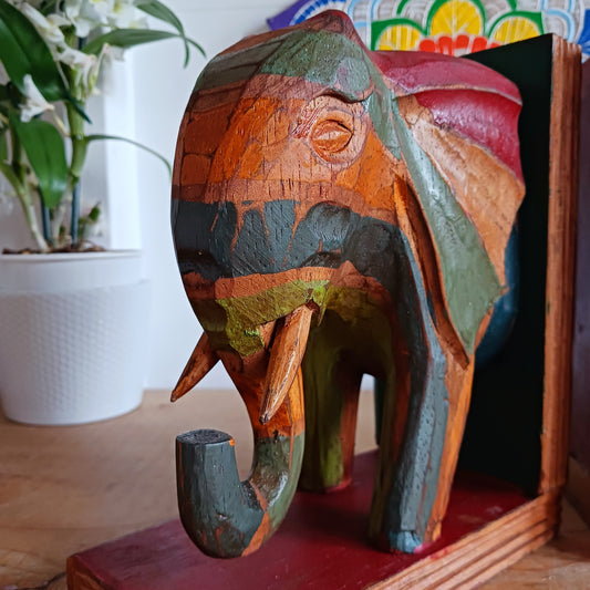 These beautiful bookends feature one of the most beloved creatures on earth, the majestic elephant. They have been skillfully hand carved, painted and finished with a lovely rustic effect.  An ideal way to keep your books neat and tidy and they make a super gift too!