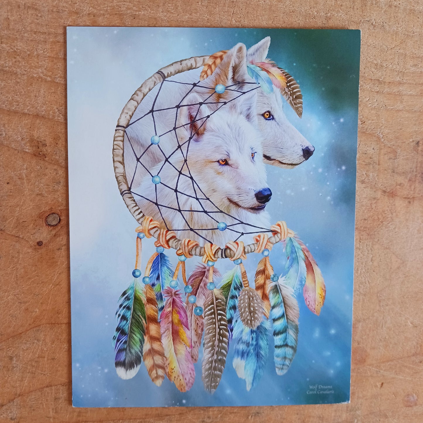 Beautifully illustrated Wolf Dreams greetings card. The card is blank for you to write your own message inside.