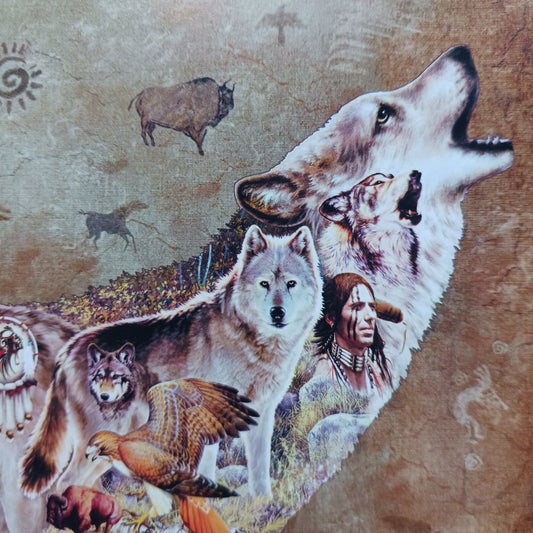 Beautifully intricate Native American Wolf Birthday Card.