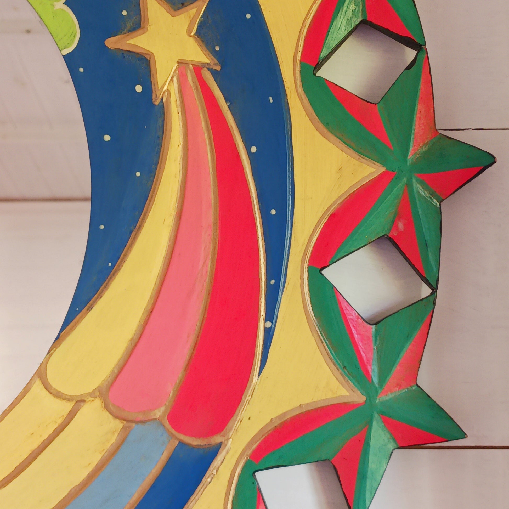 Bring the cosmos into your home with this beautifully handcrafted Sky Mirror, a unique and stunning wooden mirror adorned with intricate carvings of the sun, moon, and stars. Each piece is meticulously created by skilled artisans, ensuring fairtrade practices and exceptional quality. This celestial-inspired décor adds warmth, character, and a mystical charm to any room — perfect for those who love unique, meaningful home accents.