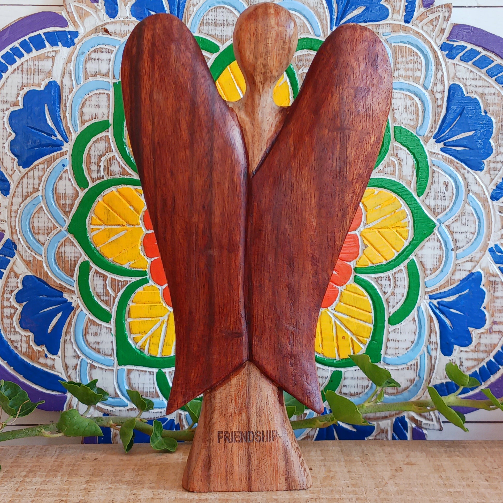Hati-Hati wooden angels are hand carved in mountain villages in Indonesia from Suar-wood a sustainable hardwood. This wood is used to create beautiful and often sacred images.