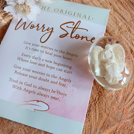 Carry this stone in your pocket or purse to use as a worry stone.  As you hold this stone in your hand, imagine the Angel's calm presence surrounding you. Imagine yourself letting go of hurts or worries.