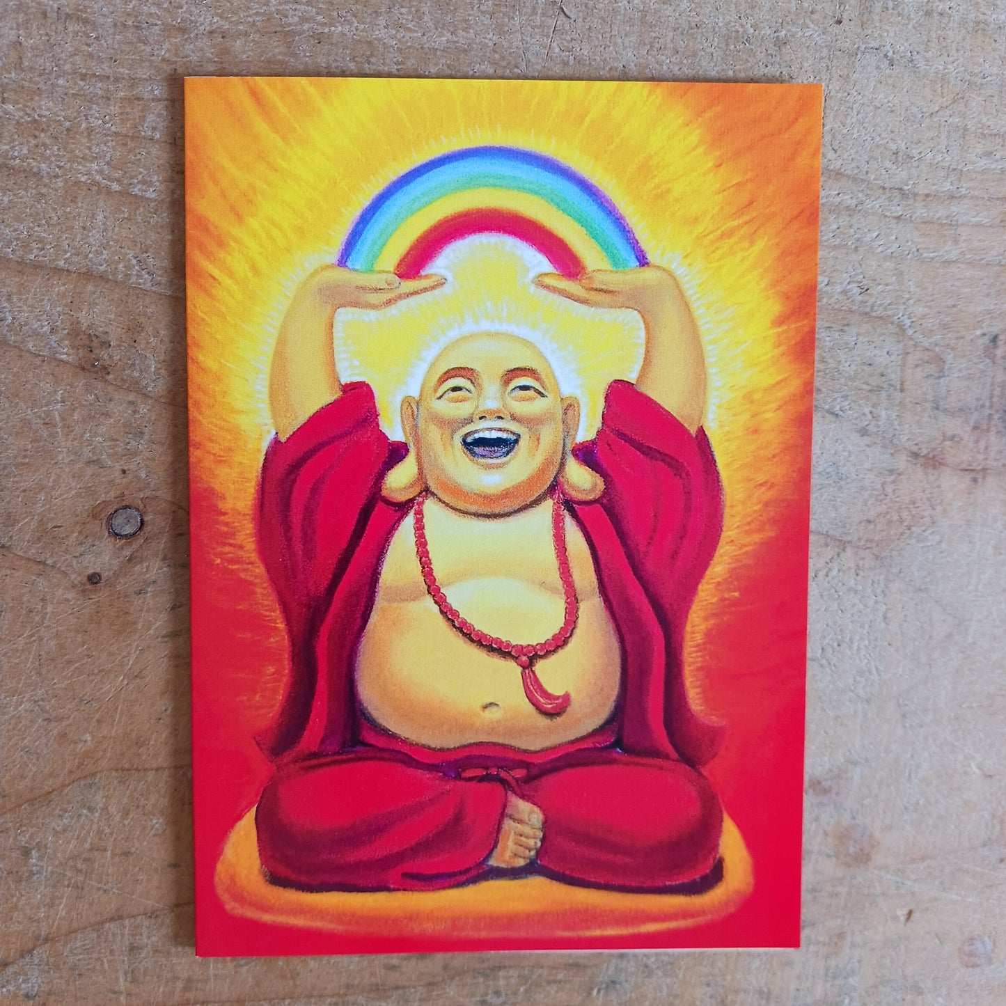 The Laughing Buddha All Occasions Card is a joyful expression of abundance, happiness, and good fortune. Featuring the iconic Laughing Buddha, this card carries a light-hearted spiritual message rooted in prosperity and positive energy, making it ideal for birthdays and uplifting moments shared with friends and family.