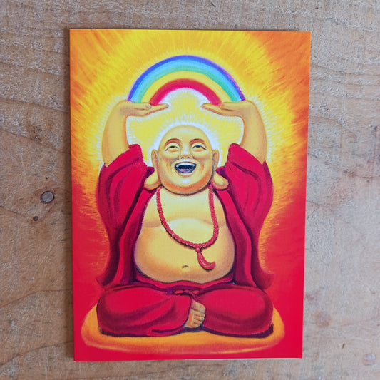 The Laughing Buddha All Occasions Card is a joyful expression of abundance, happiness, and good fortune. Featuring the iconic Laughing Buddha, this card carries a light-hearted spiritual message rooted in prosperity and positive energy, making it ideal for birthdays and uplifting moments shared with friends and family.