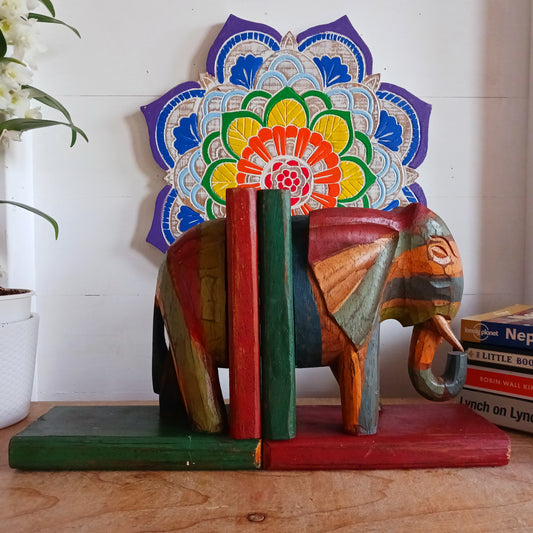 These beautiful bookends feature one of the most beloved creatures on earth, the majestic elephant. They have been skillfully hand carved, painted and finished with a lovely rustic effect.  An ideal way to keep your books neat and tidy and they make a super gift too!