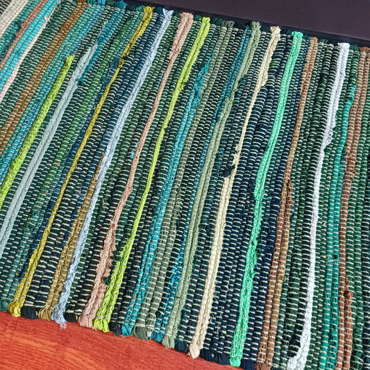 Enhance your living space with this premuim quality rag rug.  Whether used in kitchens, bathrooms, or even as a decorative accent in bedrooms and living rooms, the natural green tones will bring a sense of serenity and freshness to any environment.