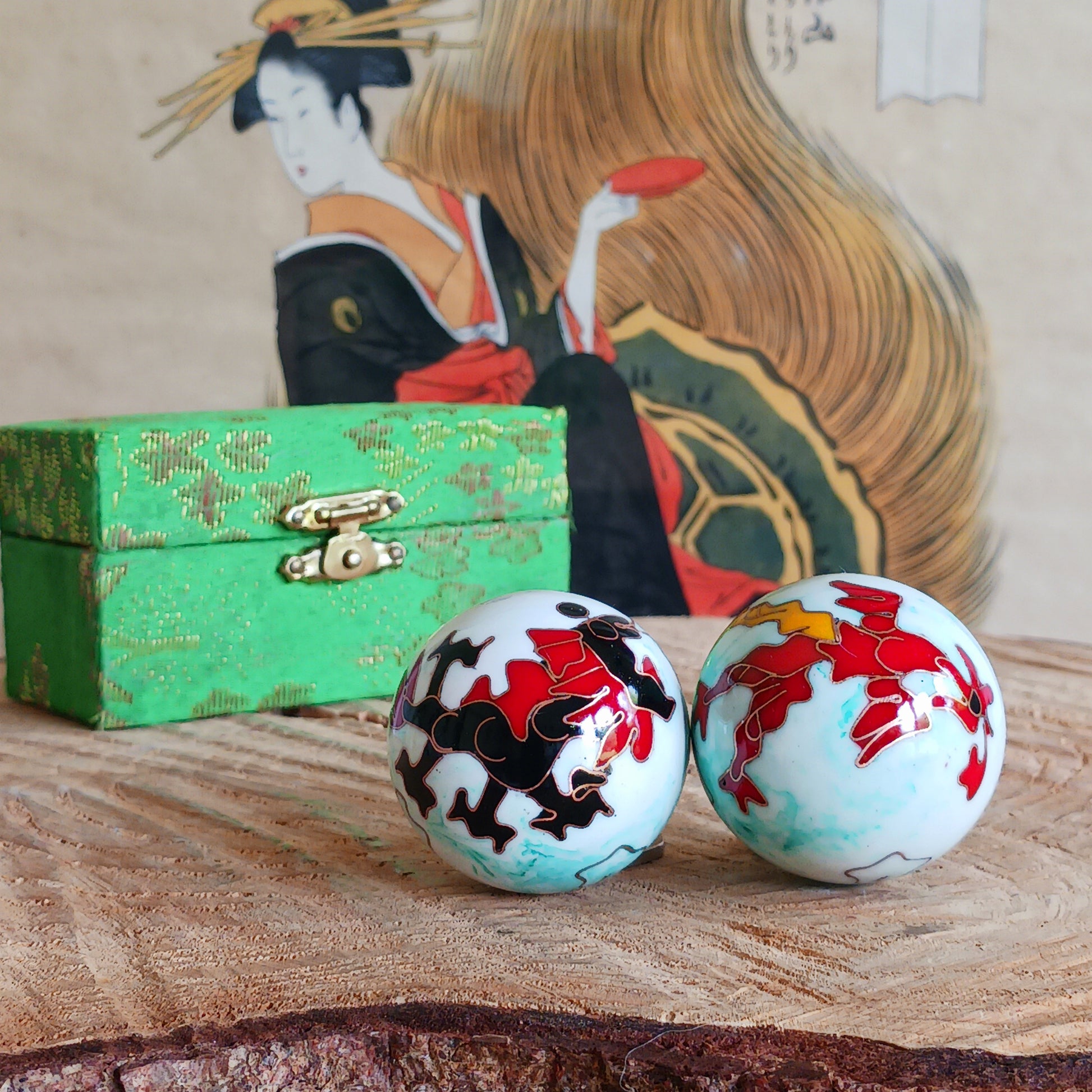 Boost hand flexibility and focus with Chinese Health Balls. Includes 2 chime balls in a silk brocade box. Ideal for relaxation, therapy, and energy balance.