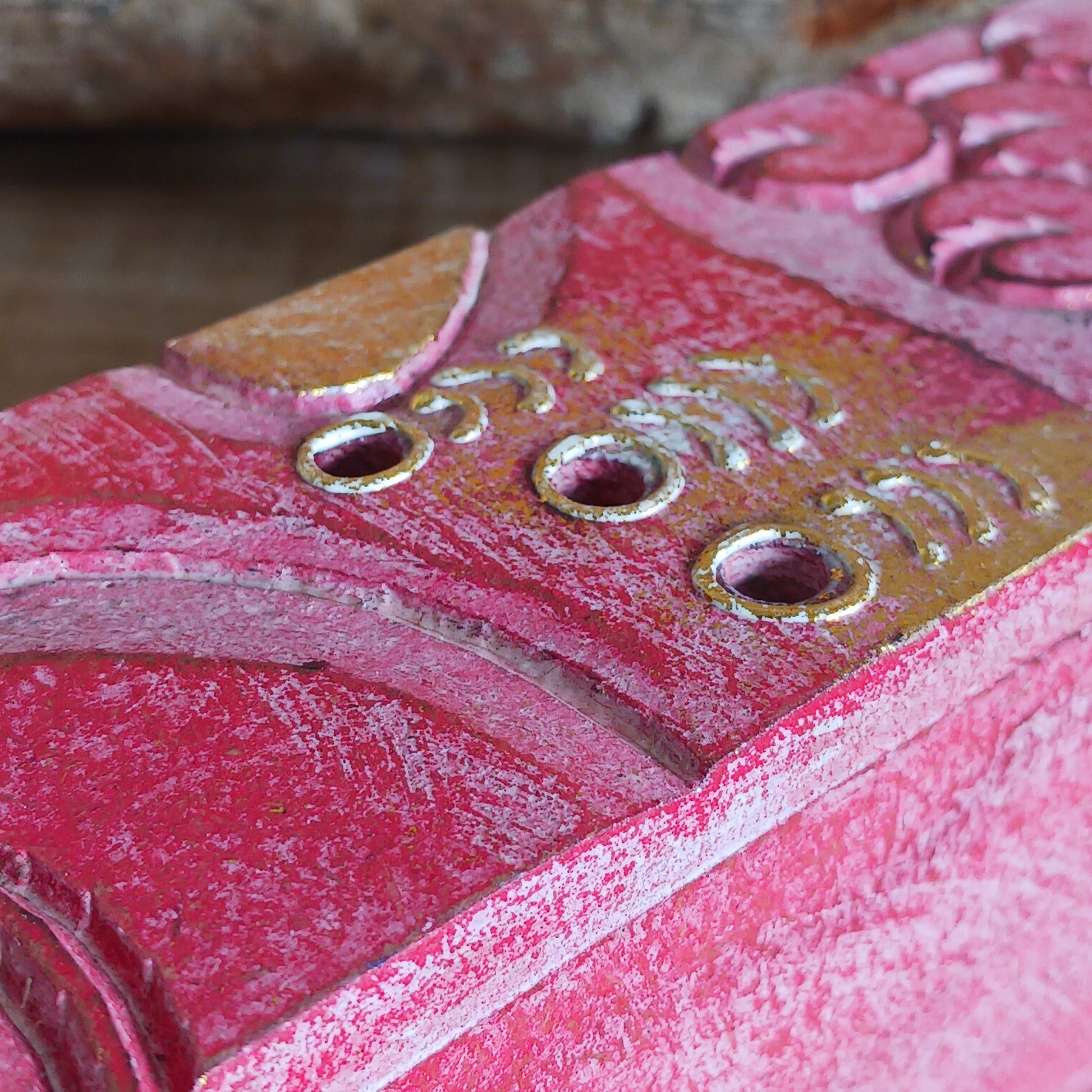 This unique incense stick holder is perfect to catch the ash from your favourite incense. It has been handmade from responsibly sourced wood and beautifully decorated with a handcarved Buddha head.