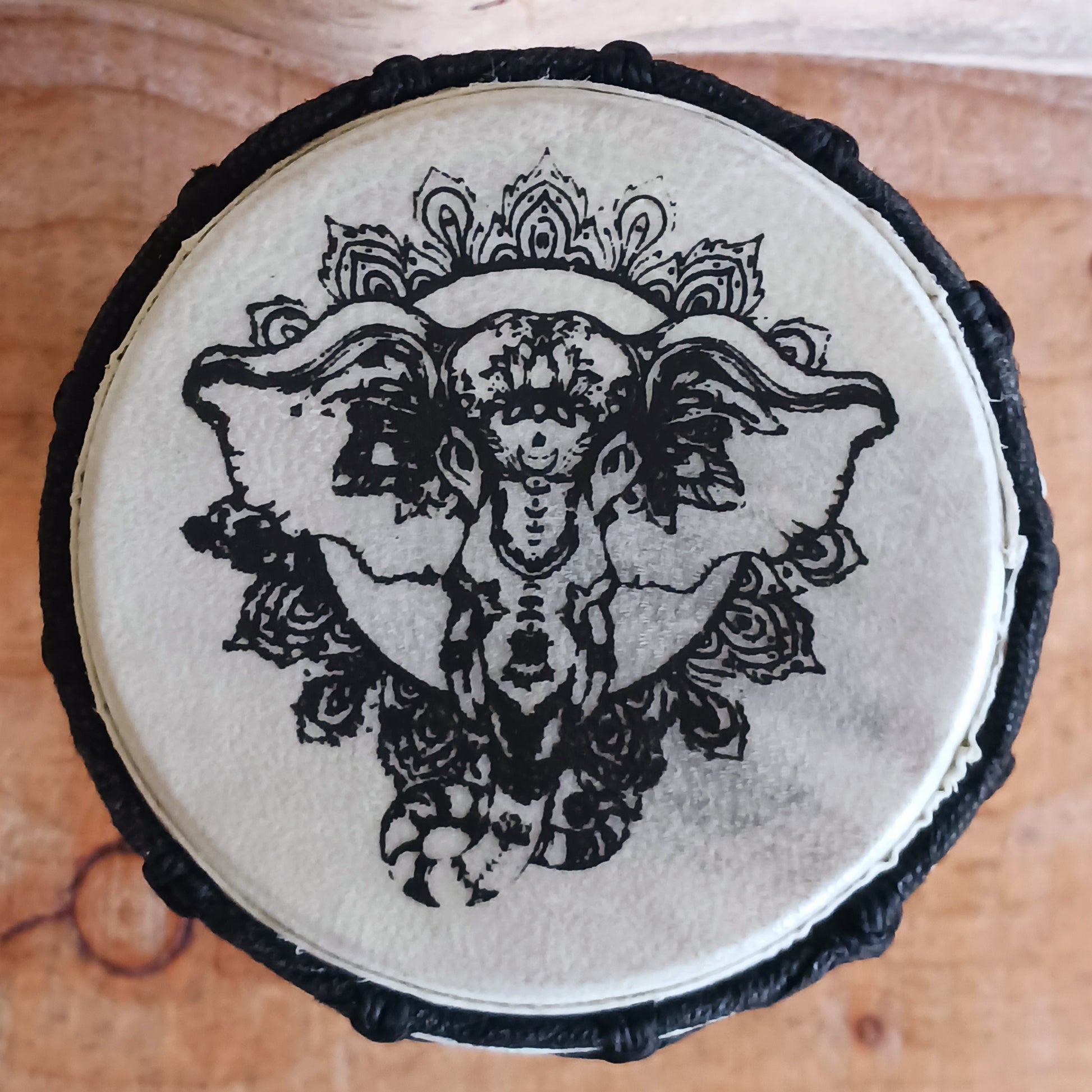 Experience the rhythm of Africa with this Handcrafted Djembe Drum featuring an Elephant design on the skin. Originating from West Africa’s Mali region, the Djembe is celebrated for its goblet shape and rich, resonant tones. Perfect for musicians, collectors, and cultural enthusiasts, this drum delivers deep bass and crisp high notes that capture the spirit of African music.