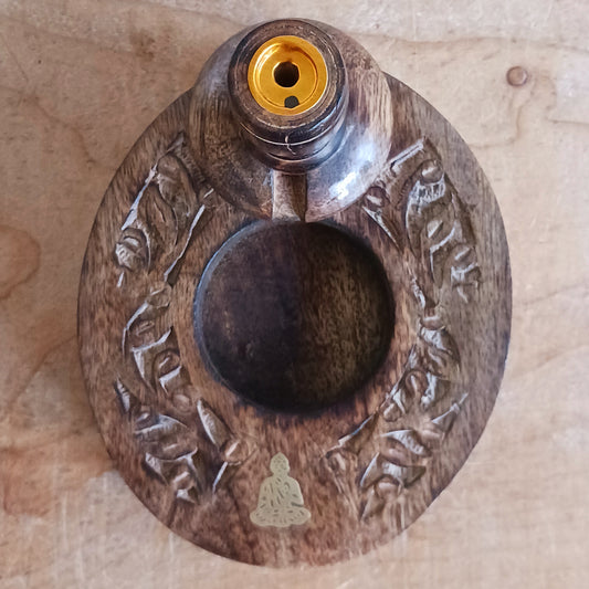 Hand carved Buddha Mango Wood Backflow Burner