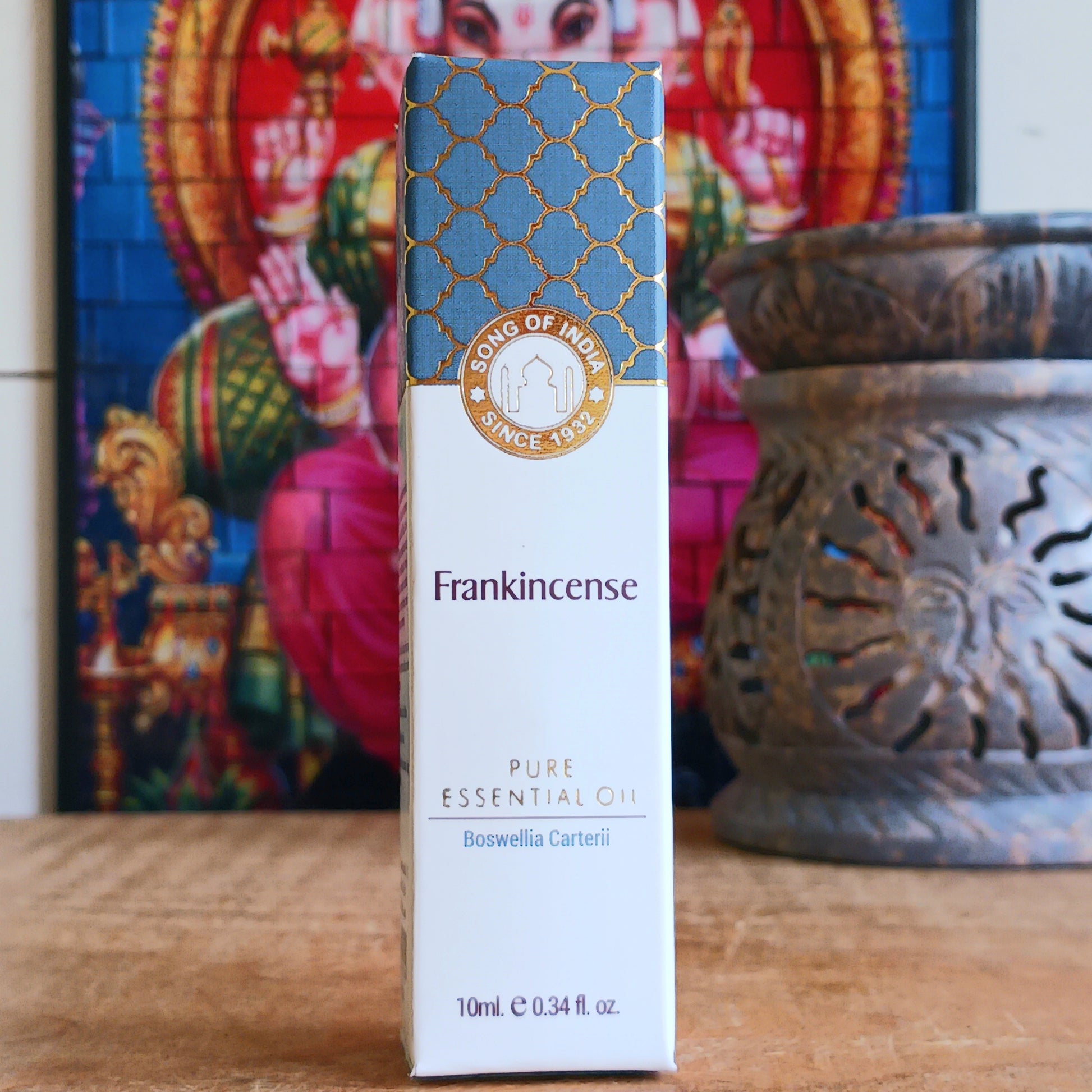 Discover the calming and restorative power of Song of India Pure Frankincense Essential Oil. Expertly crafted from ethically sourced botanical ingredients, this premium essential oil delivers a sweet, fruity, warm, and woody aroma that promotes relaxation, peace, and overall wellbeing.