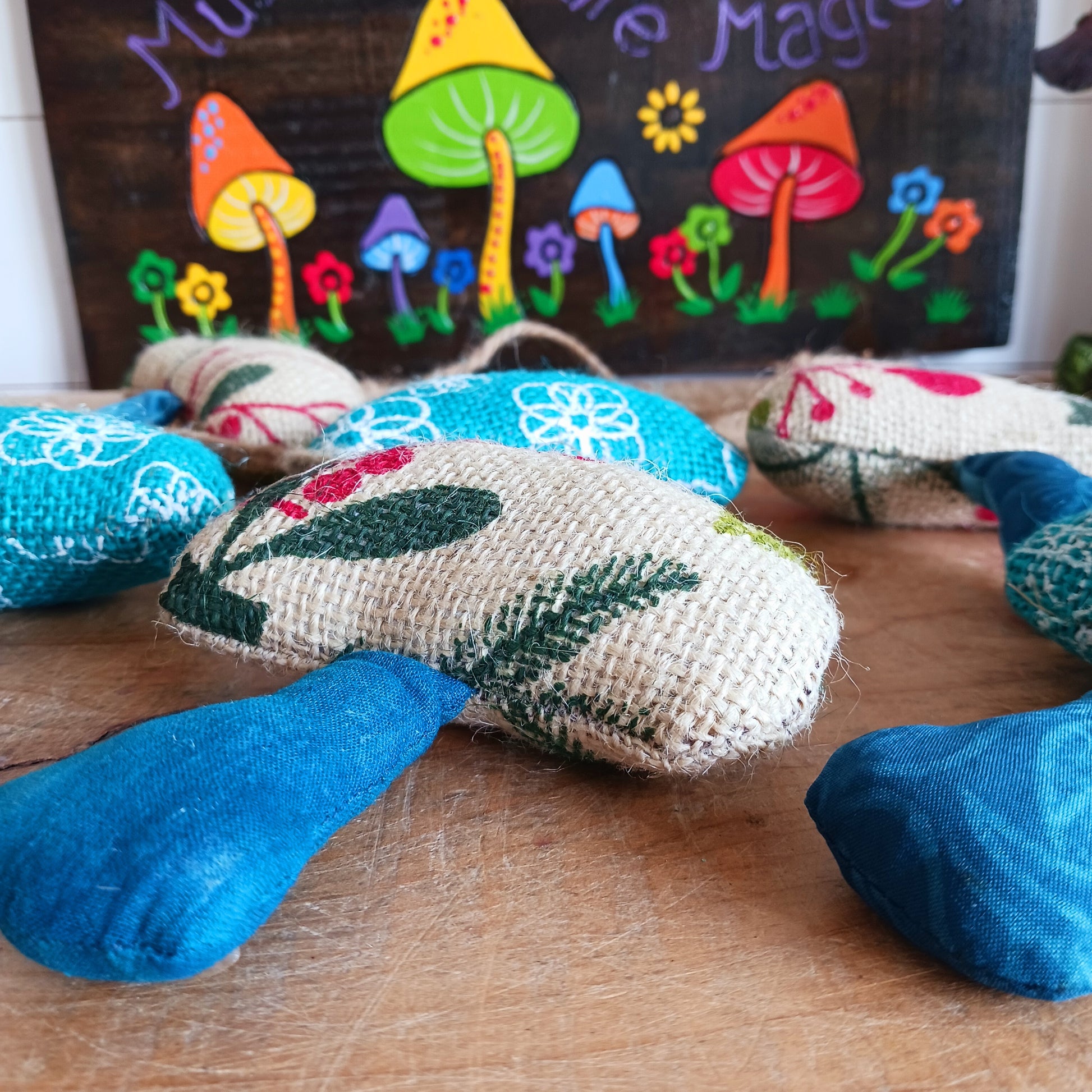 These decorative hanging toadstool garlands will brighten up your home and garden. Handmade in Bangladesh, each of these fun garlands are unique.