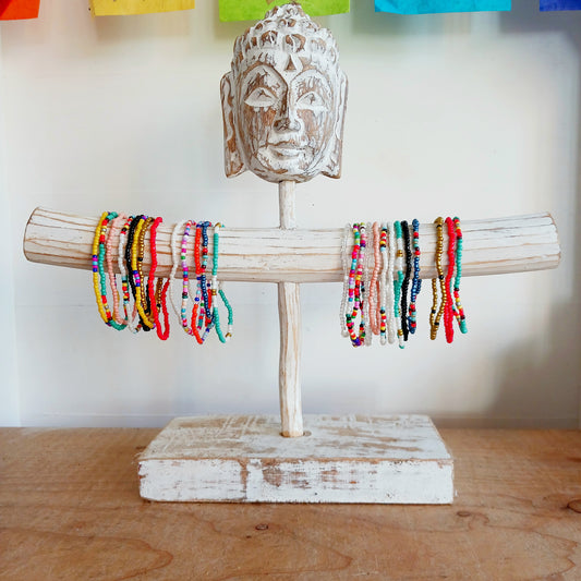 Celebrate peace, love and connection with these classic Love Bead Bracelets, inspired by the free-spirited style of the 1960s. Traditionally gifted as a symbol of unity and goodwill, love beads became iconic during the peace movement and remain a timeless expression of positivity today.