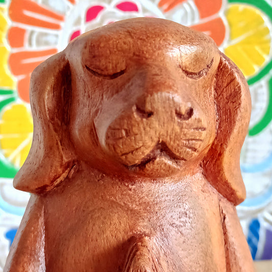 Add a touch of playful serenity to your space with this Meditating Dog Woodcarving. With its paws pressed together in prayer and eyes gently closed, this charming figure radiates calm and quiet joy. Perfect for yoga studios, meditation corners, or any space that could use a little extra soul, it brings a relaxed, earthy energy into your home.