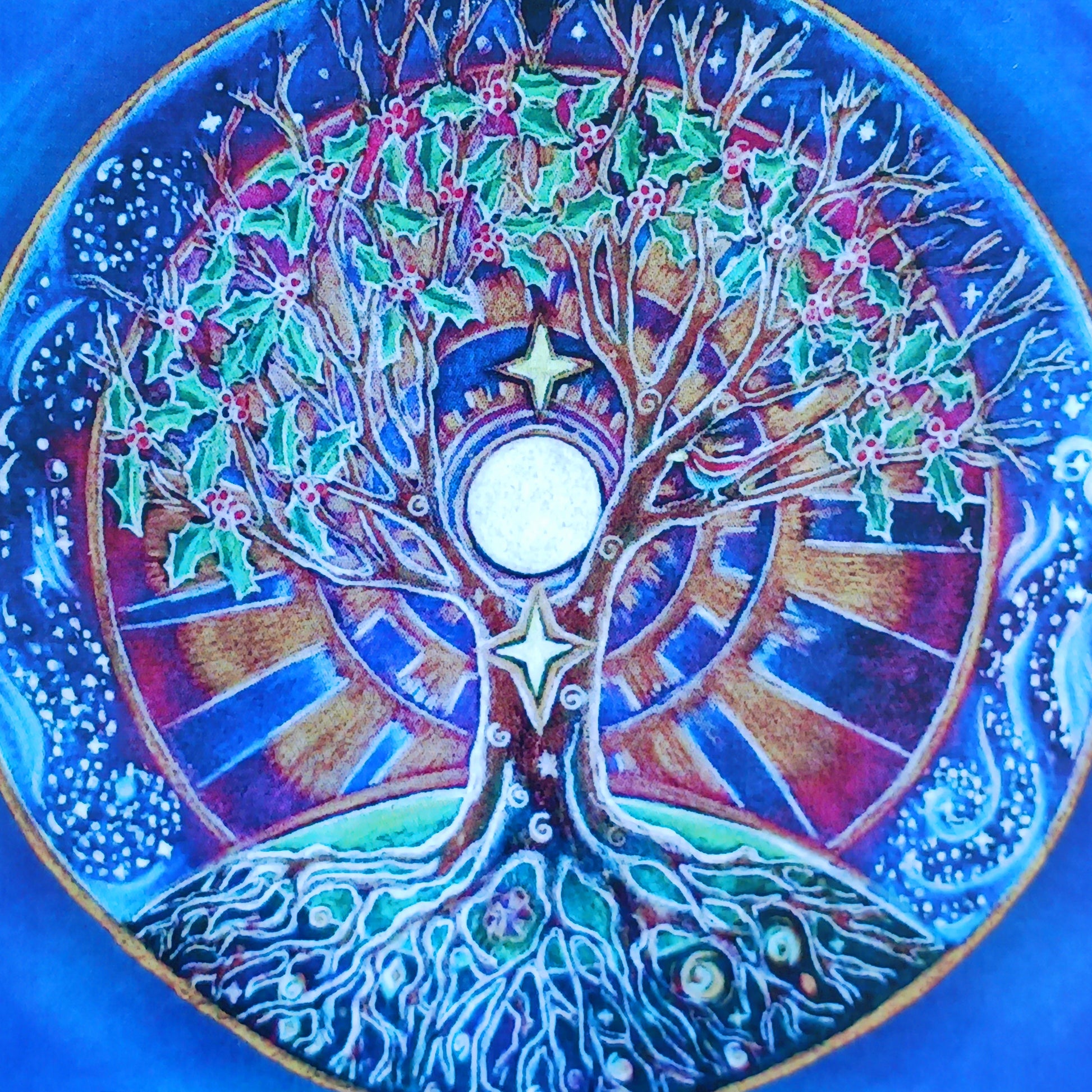 Winter Mandala Greeting Card for Solstice.