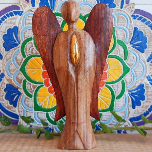 Hati-Hati wooden angels are hand carved in mountain villages in Indonesia from Suar-wood a sustainable hardwood. This wood is used to create beautiful and often sacred images.