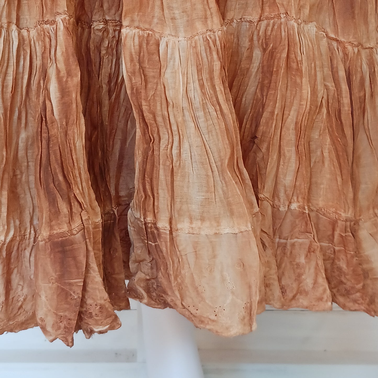 This beautiful Indian crinkle skirt is lovely and light so you can move with ease and comfort on a sunny day or a hot night. Made from rayon crepe, you can’t go wrong with this lovely skirt, it will add to your flowing summer style. And as rayon is quick drying, it also makes this a great beach cover up skirt.
