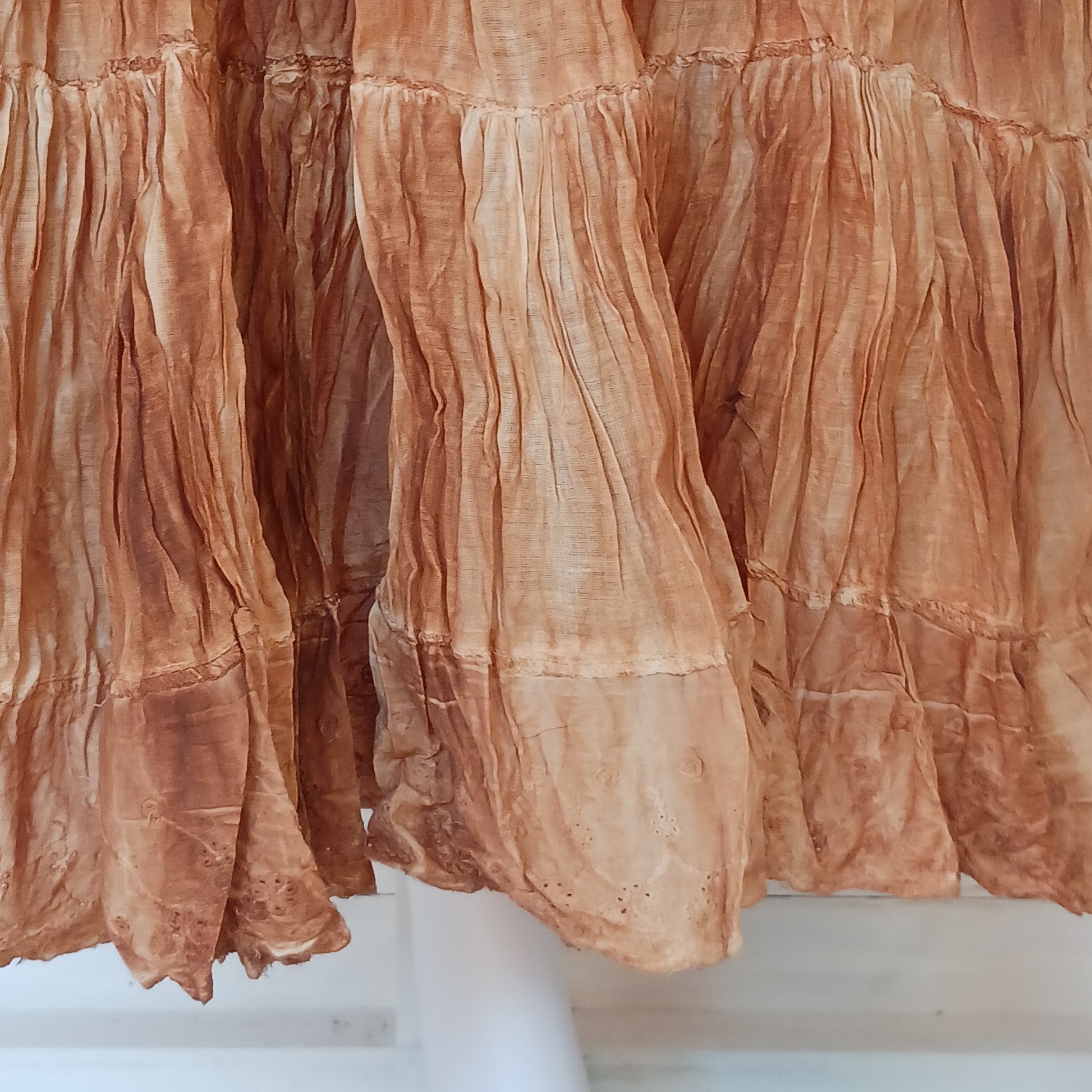 This beautiful Indian crinkle skirt is lovely and light so you can move with ease and comfort on a sunny day or a hot night. Made from rayon crepe, you can’t go wrong with this lovely skirt, it will add to your flowing summer style. And as rayon is quick drying, it also makes this a great beach cover up skirt.