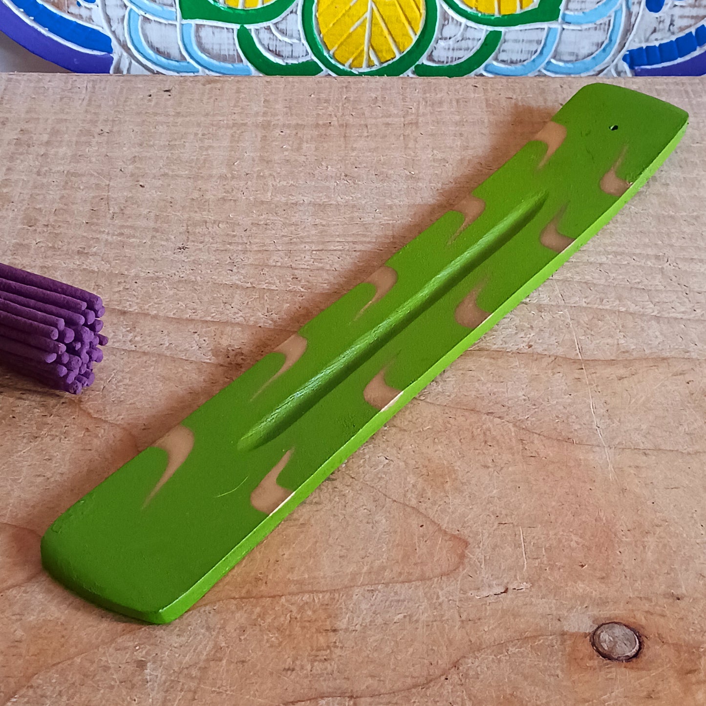 Assorted Hand-Painted Mango Wood Incense Ash Catchers