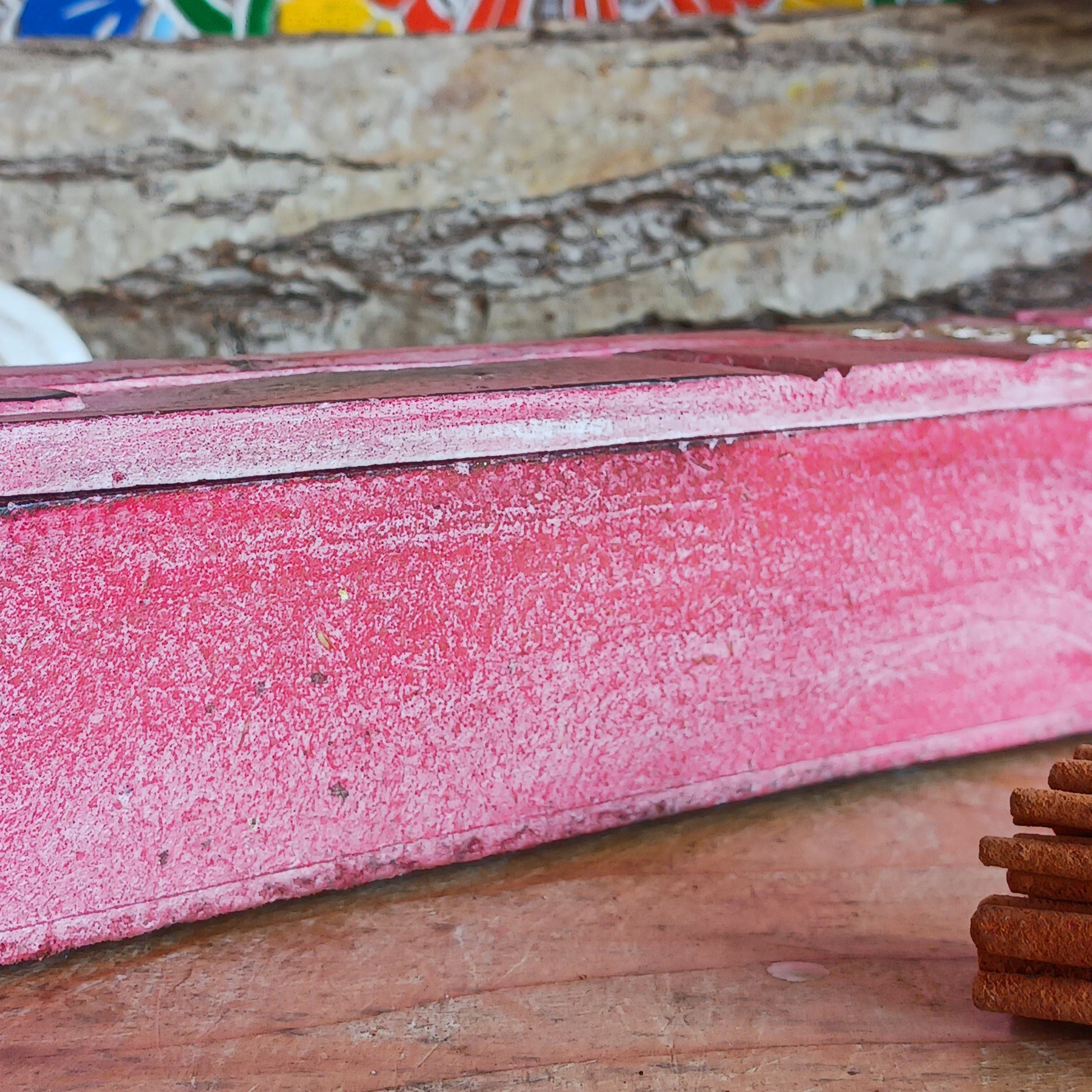 This unique incense stick holder is perfect to catch the ash from your favourite incense. It has been handmade from responsibly sourced wood and beautifully decorated with a handcarved Buddha head.