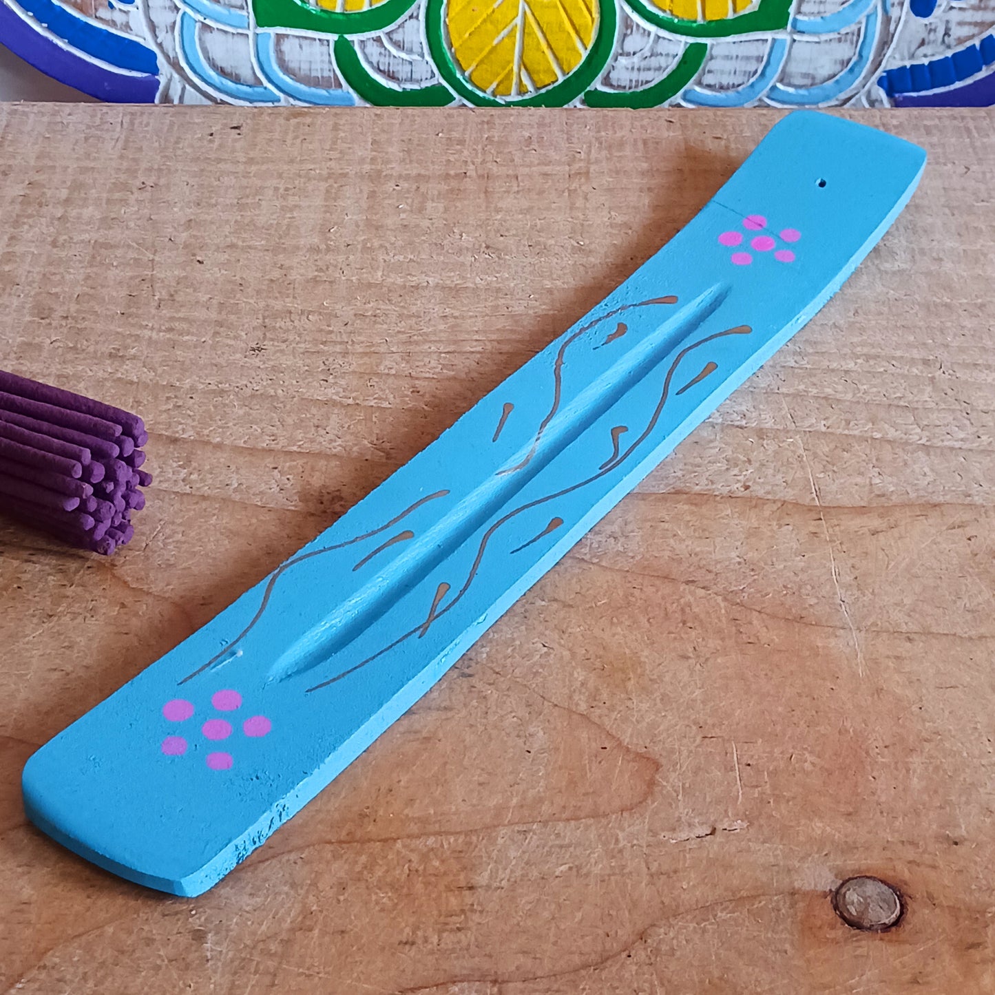 Assorted Hand-Painted Mango Wood Incense Ash Catchers