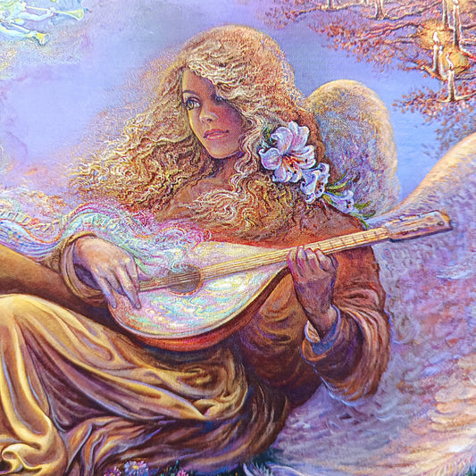This beautiful greetings card entitled Angel Melodies is designed by Josephine Wall. The card is blank inside for you to write your own message. Each envelope is decorated with pretty artwork too. Perfect for any occasion.