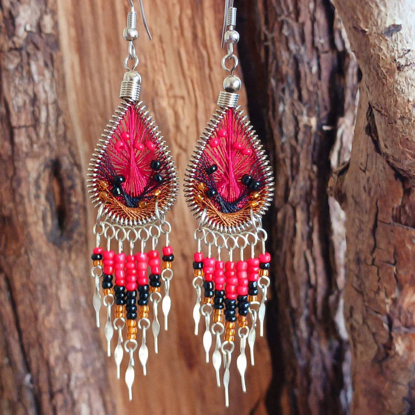 Lovingly handmade in small workshops in Peru, these colourful statement earrings are sourced from ethical, small family businesses. Traditional Peruvian patterns, colourful beads and contemporary details combine to create jewellery that is unique, individual and full of character.