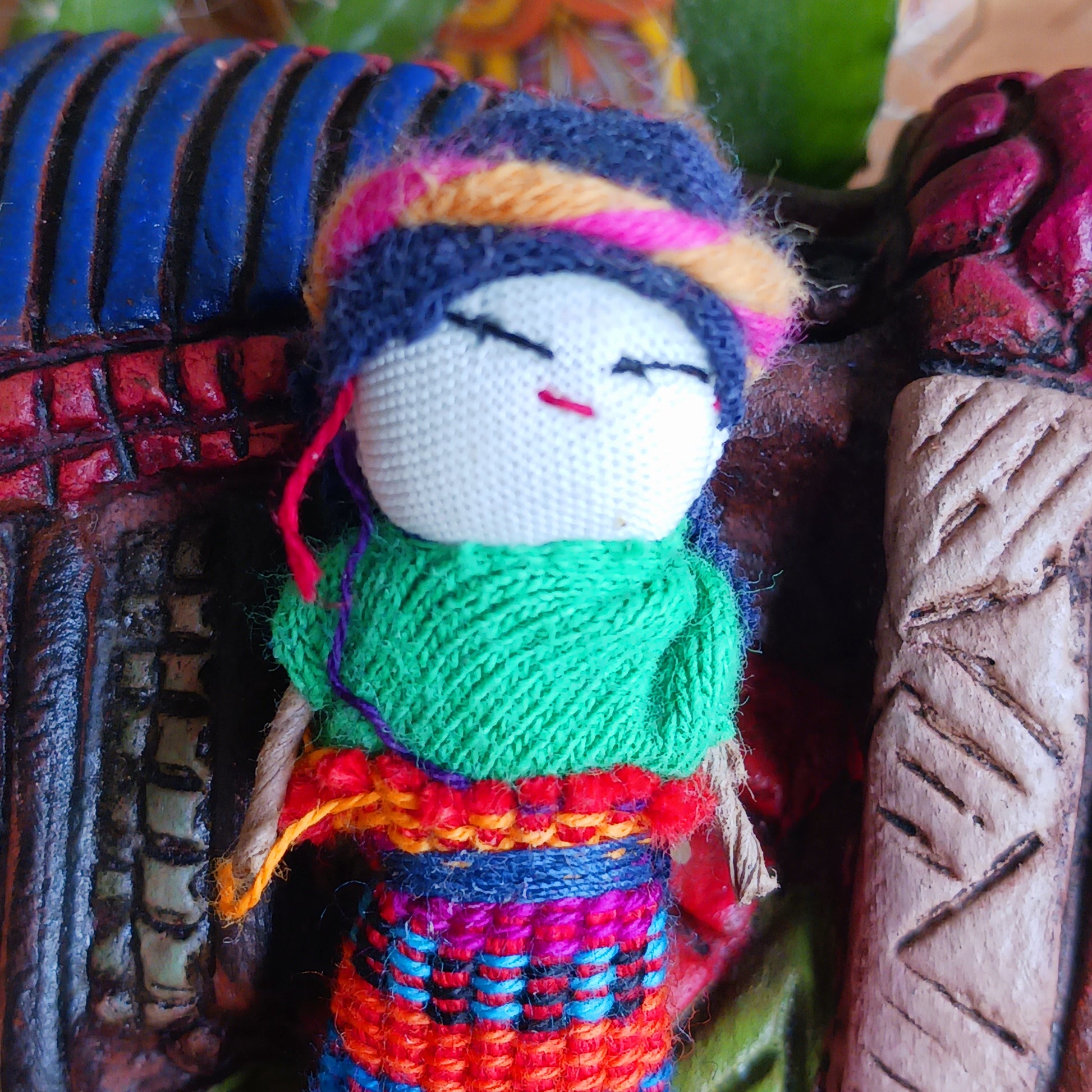 Ease your worries the traditional Guatemalan way with these charming handmade Worry People. In the highland villages of Guatemala, children and adults alike share their worries with tiny worry dolls before bedtime, placing them under their pillow so the worries disappear by morning.