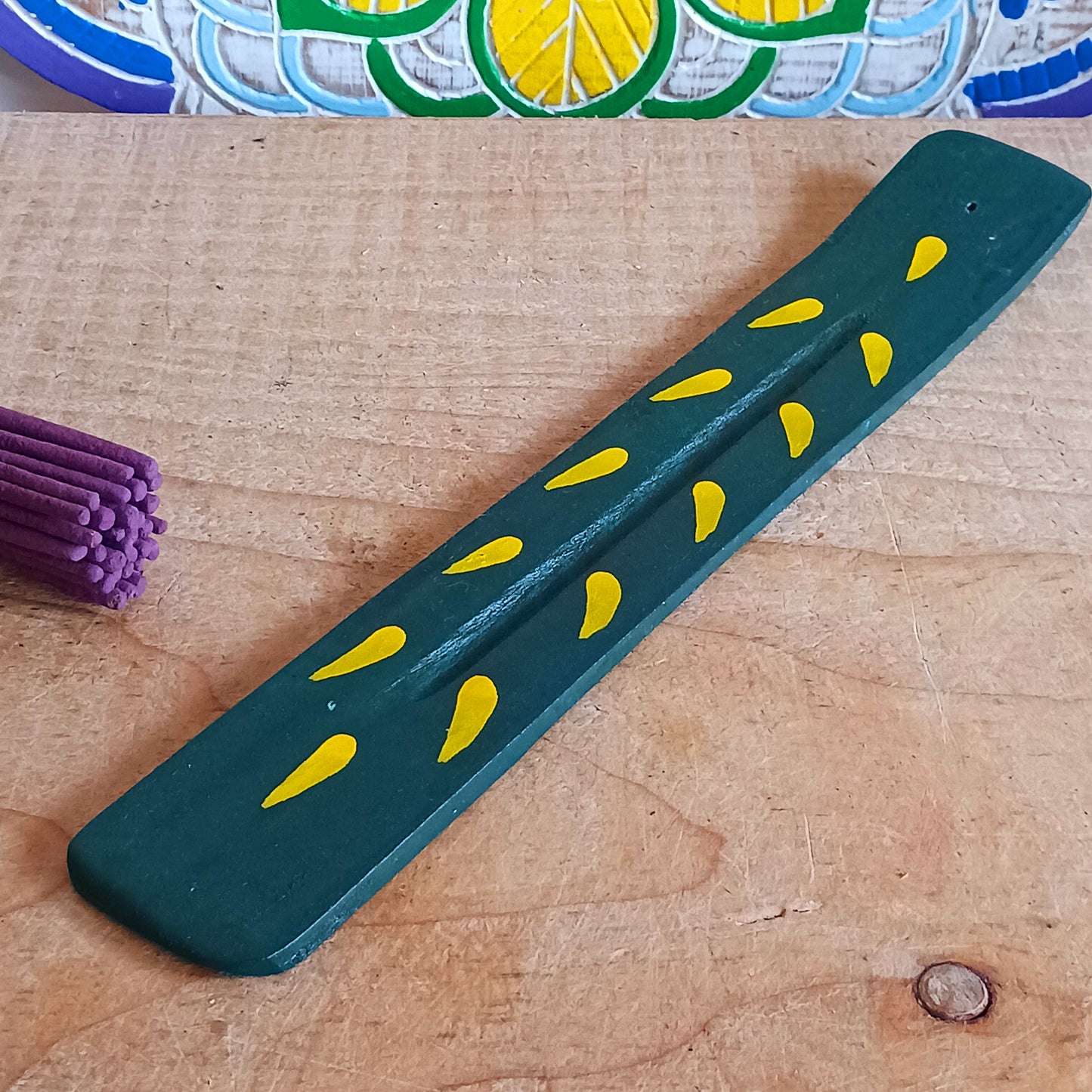 Assorted Hand-Painted Mango Wood Incense Ash Catchers