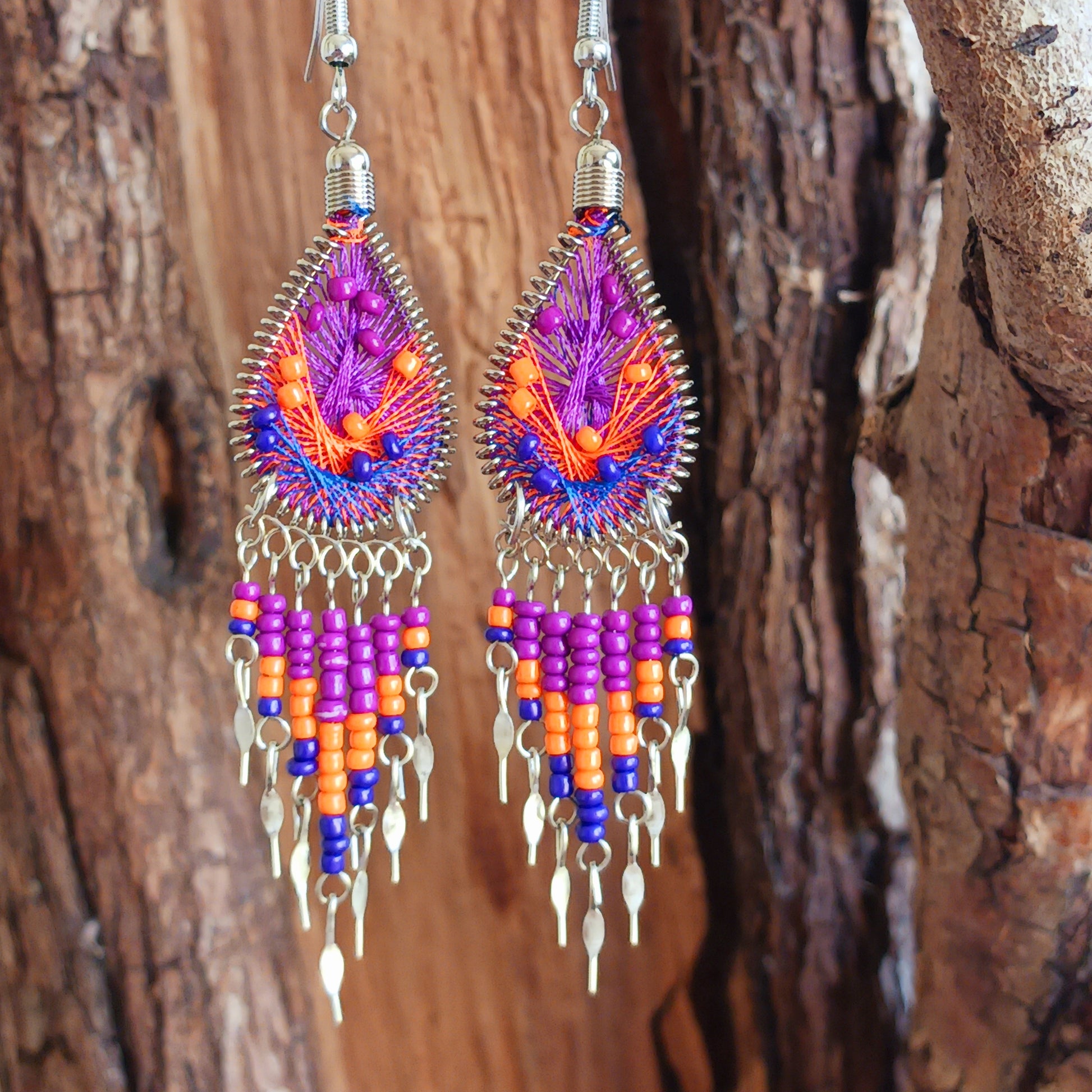 Lovingly handmade in small workshops in Peru, these colourful statement earrings are sourced from ethical, small family businesses. Traditional Peruvian patterns, colourful beads and contemporary details combine to create jewellery that is unique, individual and full of character.