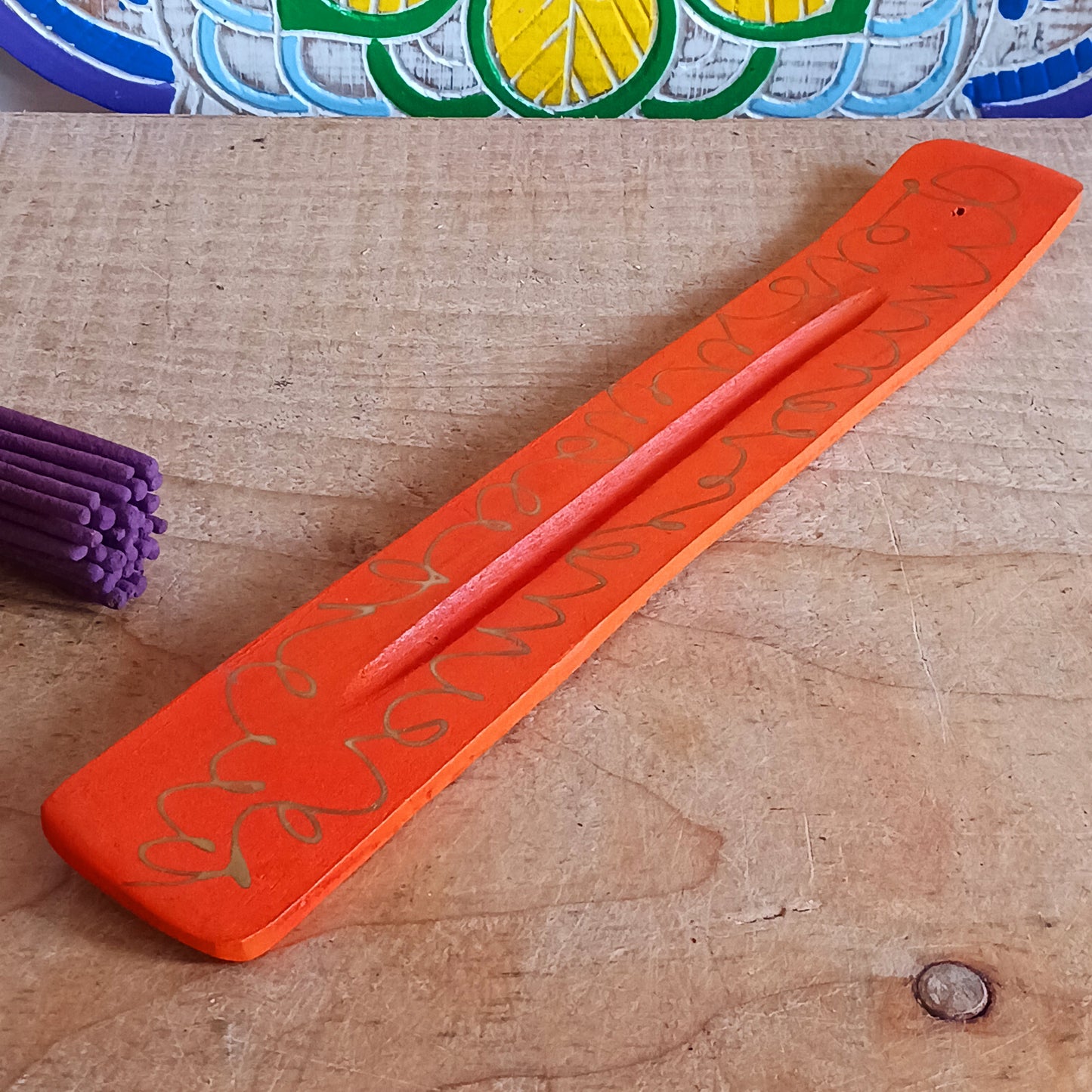 Assorted Hand-Painted Mango Wood Incense Ash Catchers