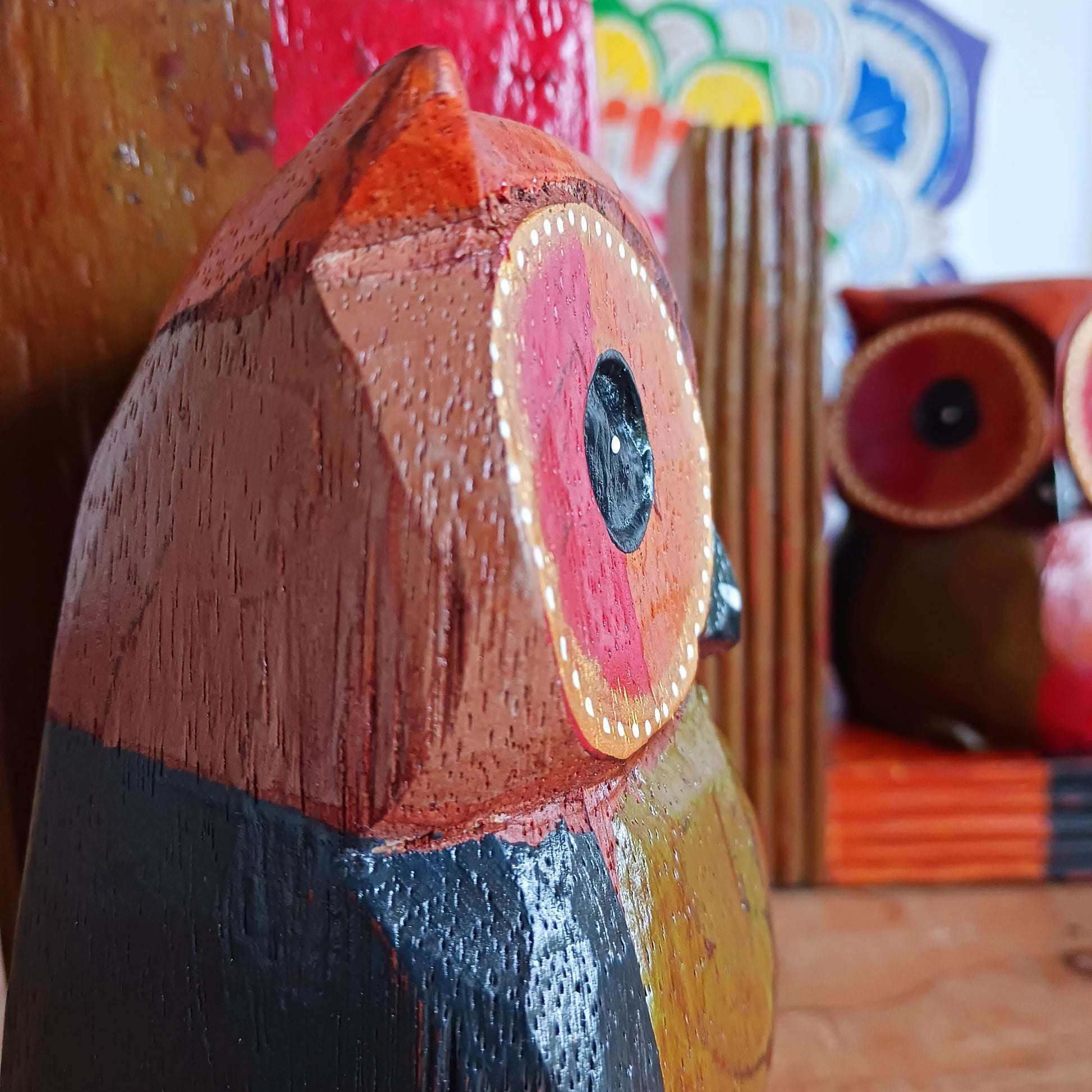 Add a touch of fun and charm to your bookshelf with these beautifully hand painted wooden owl bookends. These lovely bookends are designed to keep your books neatly organised, and the owls feature intricate detailing and colour that will bring personality and warmth to any space in your home.