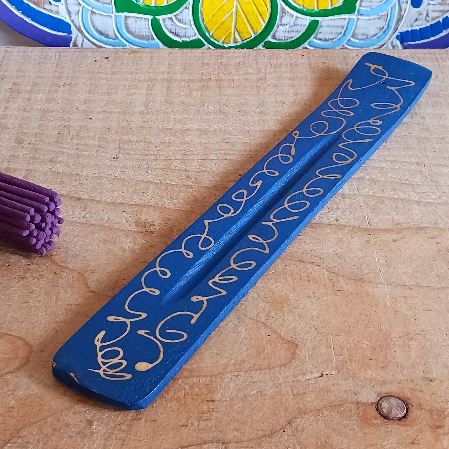 Assorted Hand-Painted Mango Wood Incense Ash Catchers