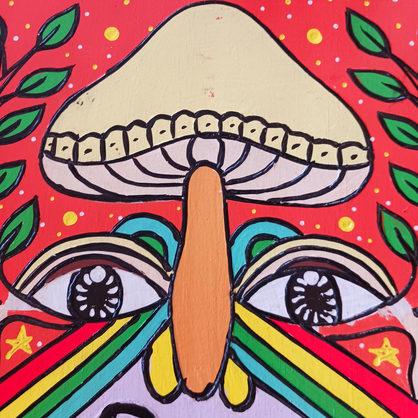 Add a splash of colour and carefree charm to your space with this Relax Nothing Matters Wall Plaque. Handmade by skilled artisans in Indonesia, this standout piece features a vibrant rainbow and whimsical mushroom in an abstract design.