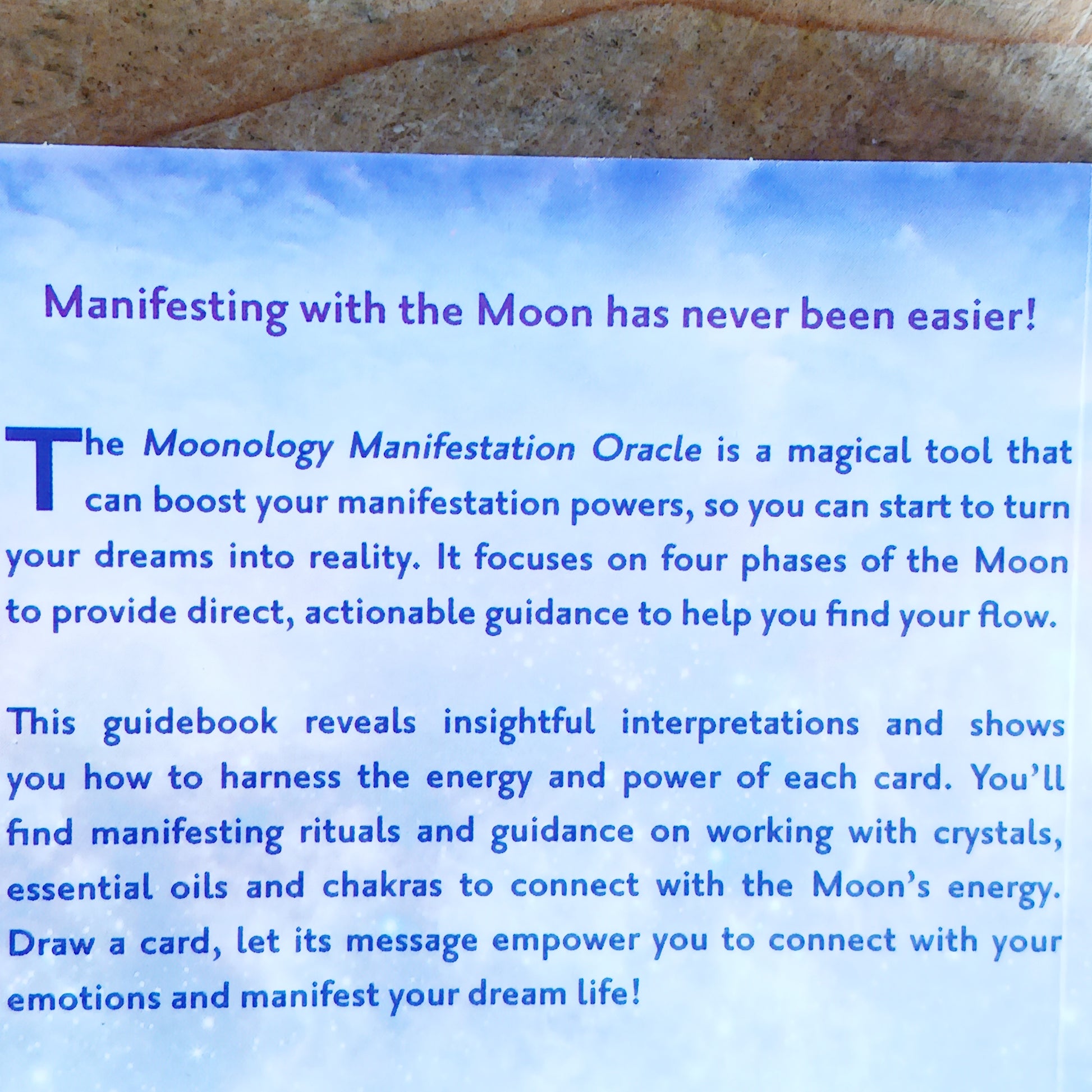 The Moon has been our constant companion for millenia. She encourages us to seize opportunities opening up to us and helps us to release whatever is holding us back. Use these beautiful cosmic oracle cards to boost your manifesting powers and find out how to attract what you most desire in life.