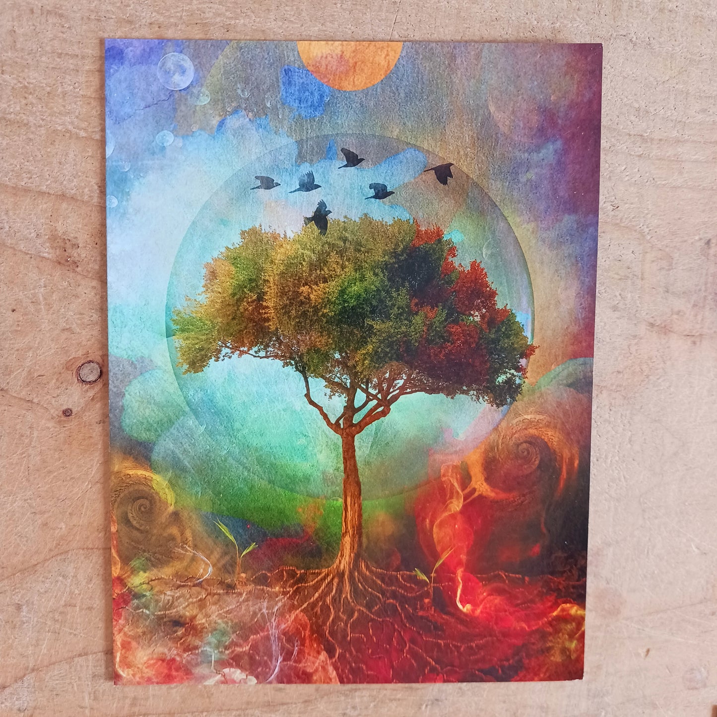 All occasions greetings card featuring a beautifully illustrated Tree of Life on the front. The card is blank inside for you to write your own message. The card comes with a plain envelope. Each card also has faint artwork inside.