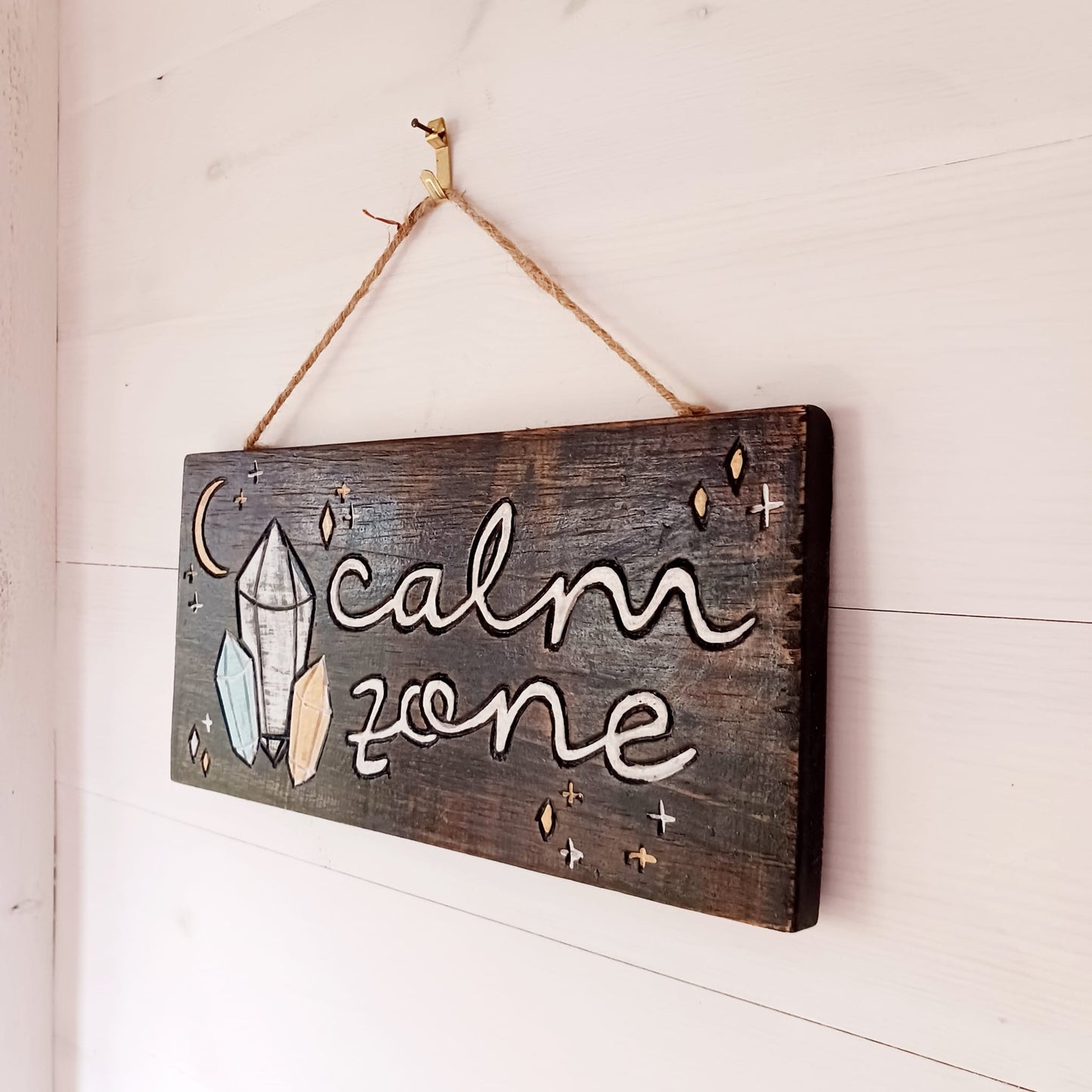 Calm Zone Plaque | Wooden Sign meditation Yoga room