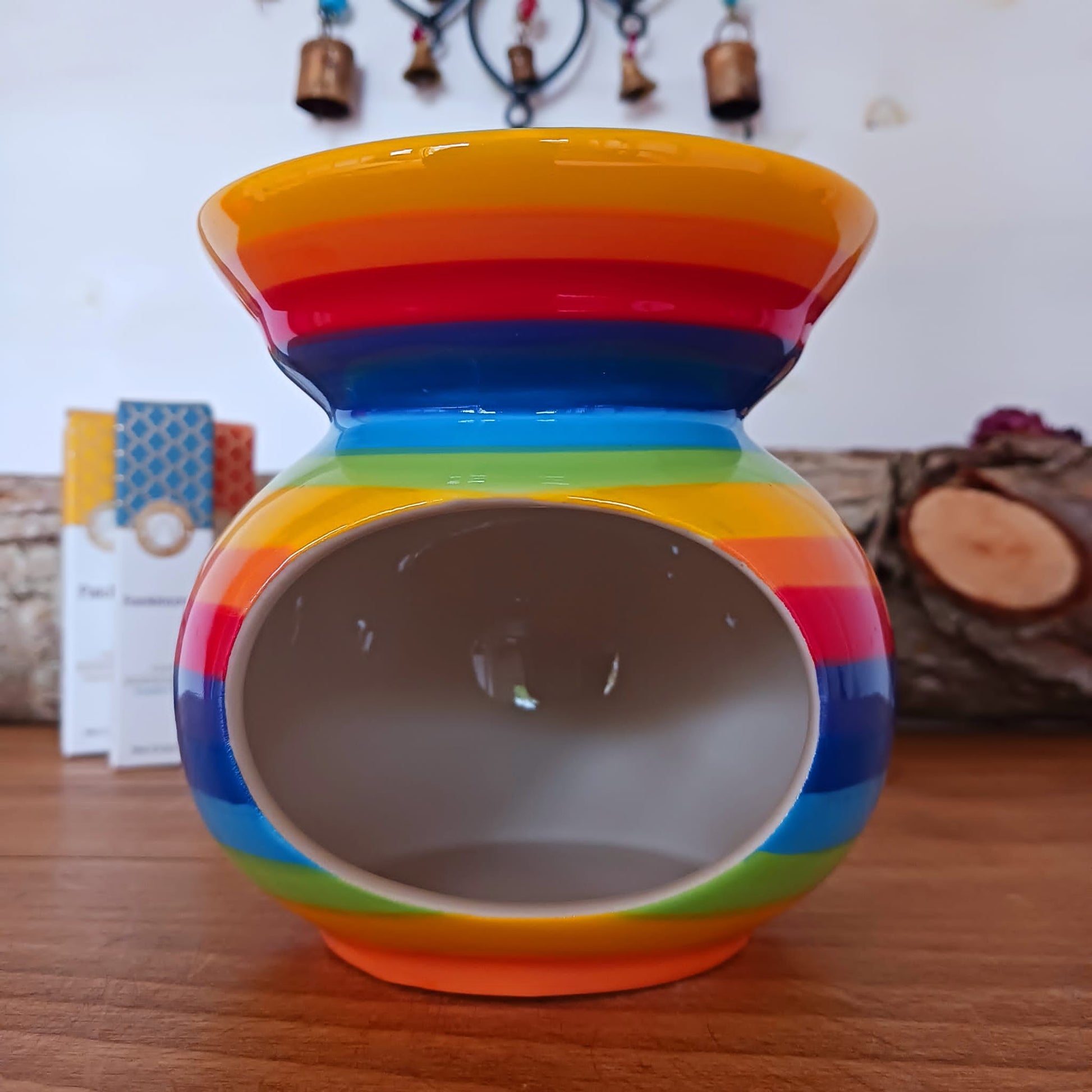 Hand Painted Rainbow Stripe Ceramic Oil Burner