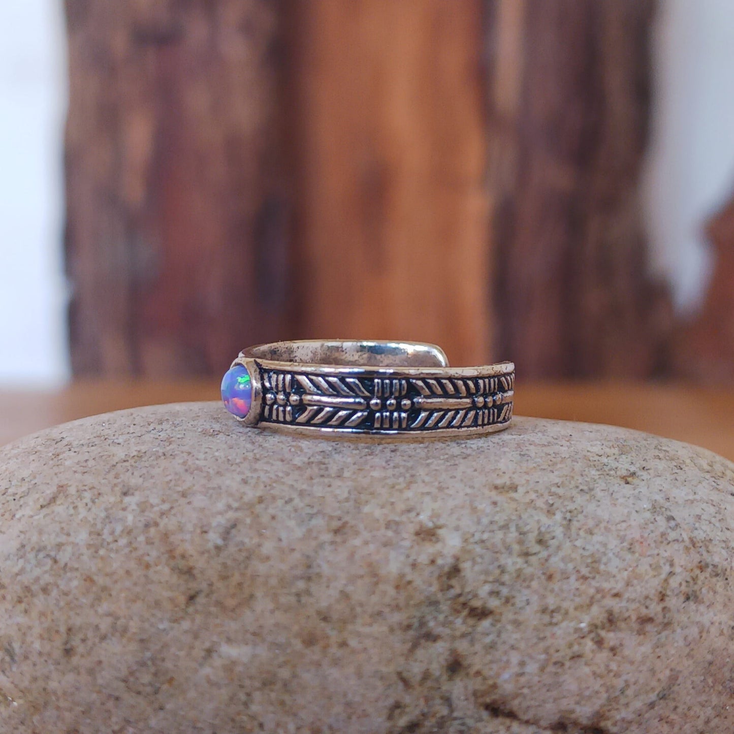 Lavender Navajo band solid Silver Toe ring