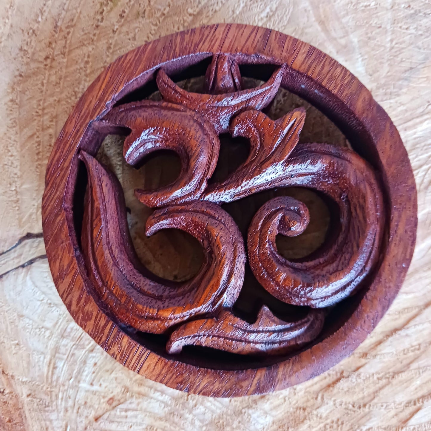 Wooden Om wall hanging approx. 10cm